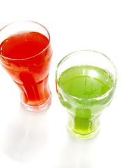 color glasses on white background