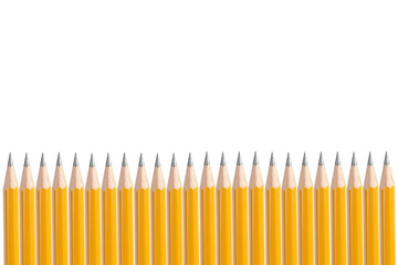 row of yellow pencils