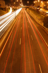 light streaks on a city highway