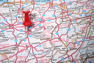 Naklejka premium cincinnati, ohio on the map