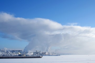 smoke in winter city