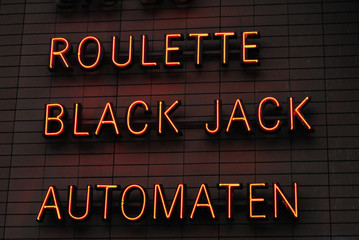 roulette and black jack neon sign