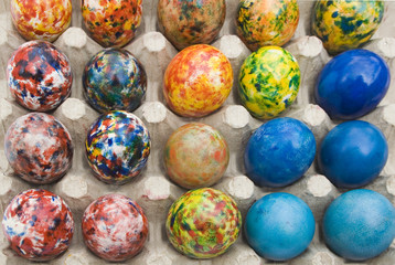 Fototapeta na wymiar easter eggs painted by hand, multicolored