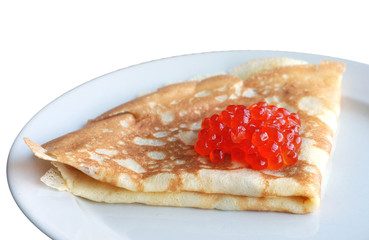 red caviar and pancake isolated