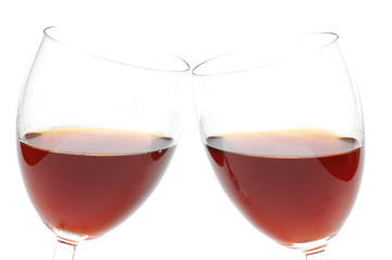two wine glasses isolated on the white