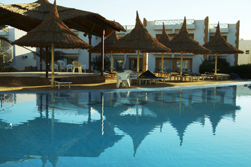 swimming-pool and parasols group