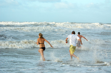 running into water