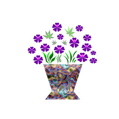 violets in colorful pot