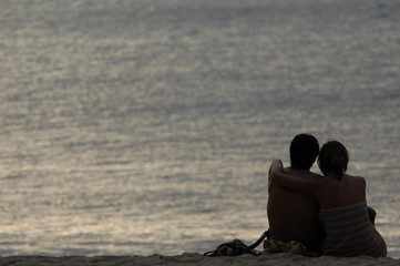 loving couple on the seashore