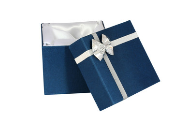 satin-lined blue gift box
