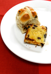 slices of freshly toasted hot cross buns