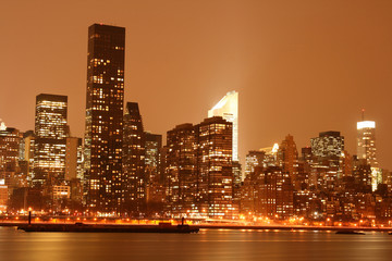 midtown manhattan skyline at night lights, nyc