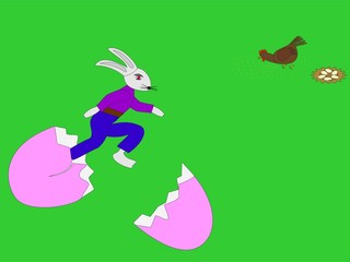 running easterhare and hen (2)