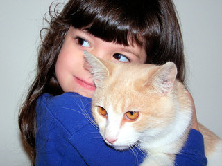 child & cat
