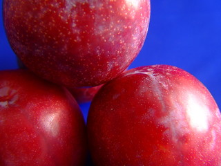 plums on blue