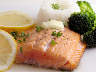 salmon dinner with butter