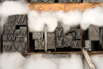 mixed letterpress type blocks