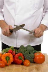 chef - man sharpening knife