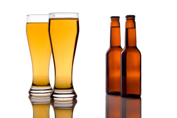 beer glasses and bottles