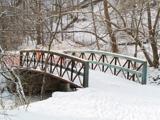 bridge covered with snow