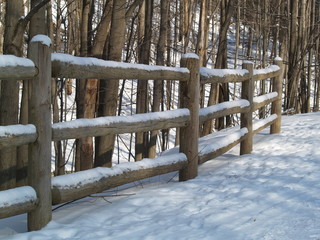 snow on fence