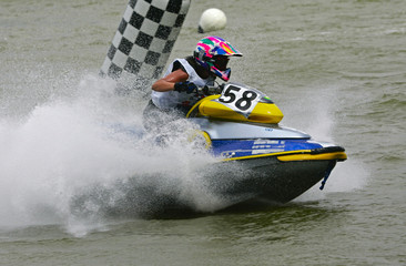 man rushes on a jetbike