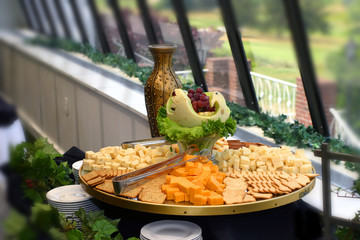 cheese and crackers served at a catered affair