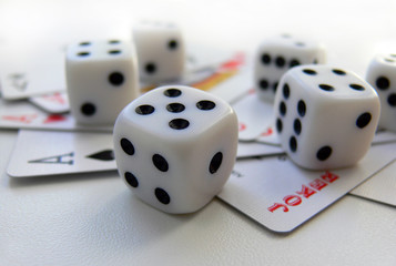 playing cards and cube