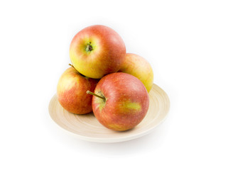 stripped apples on white background