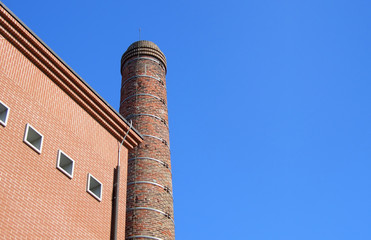 brick building and smokestack