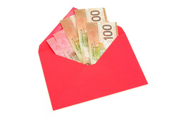 canadian dollar and red envelope
