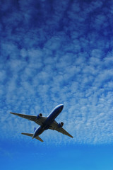airplane over blue sky