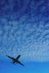 airplane over blue sky