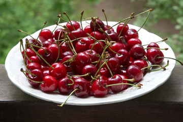 ripe cherries on the table