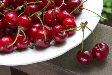 ripe cherries on the table