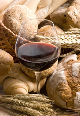 bread and wine series (close up of wine glass)