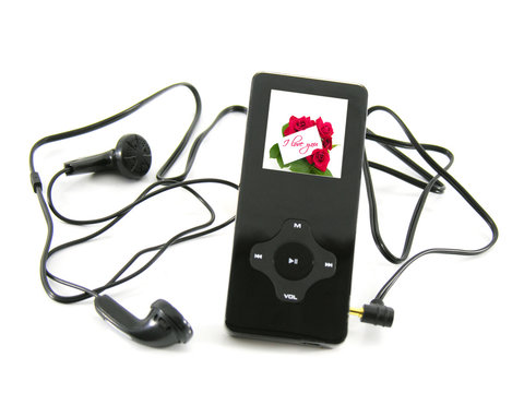 lecteur mp3 "i love you" avec &eacute;couteurs