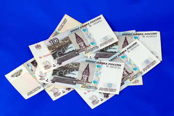 russian roubles in different views