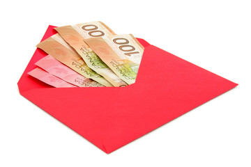 canadian dollar and red envelope