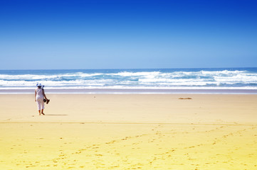 ocean beach with a woman