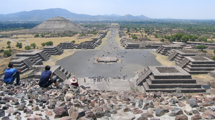teotihuacan from the moon pyramid , mexico , panorama