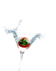 splashing strawberry