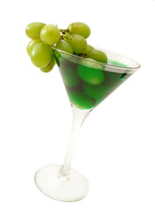 green cocktail with grapes isolated