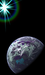 star shining on earth like planet