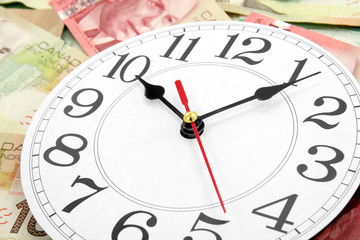 wall clock and canadian dollars
