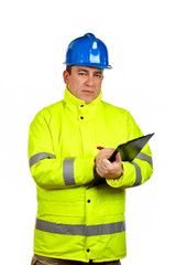 construction worker writing