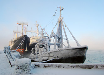 ship in the winter