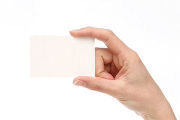 Obraz premium woman holding a business card