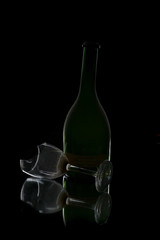 Fototapeta premium old emti bottle of red wine