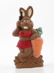 schokoladen oster hasen dame am handy